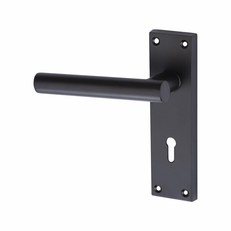Golden Grace Victorian T-Bar Straight Door Handles Lever Lock in Matt Black with 3 Lever Lock Set with 1 Pair of 3" Ball Bearing Hinges
