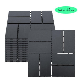 DECKING 12"L x 12"W Plastic Interlocking Deck Tile, Set of 12pcs