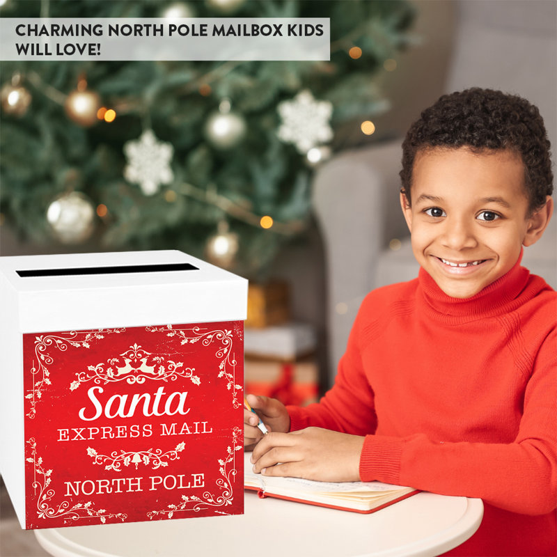 Boîte aux lettres père Noël, père Noël rétro rouge, lettres au père Noël, décor de Noël