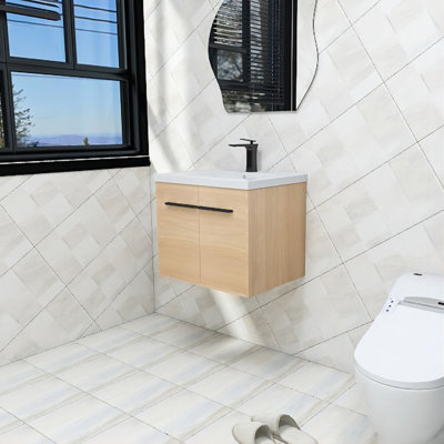 24.09'' Single Bathroom Vanity with Resin Top