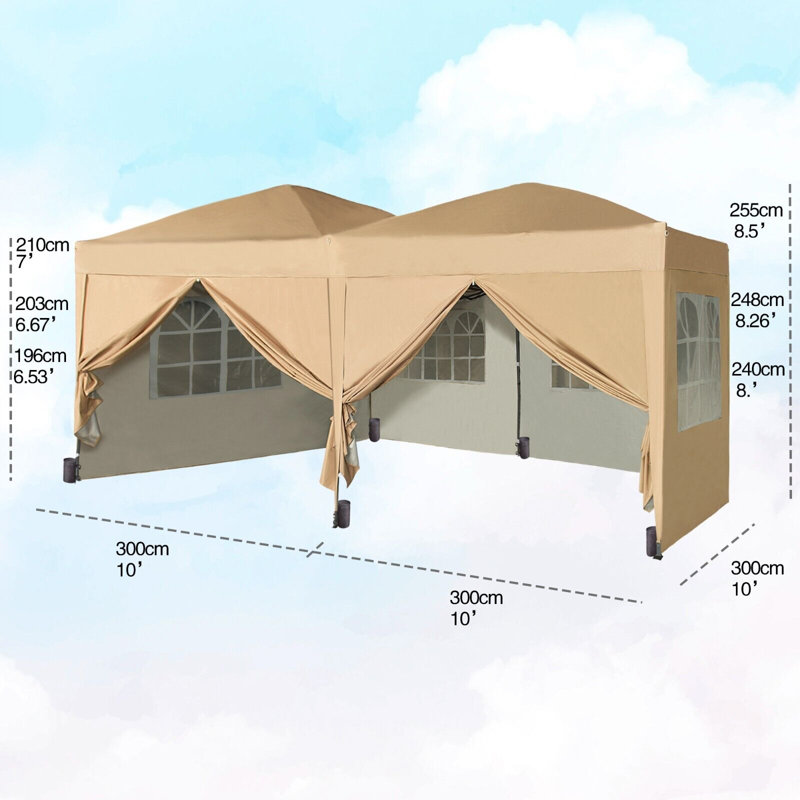 Alanie 6m x 3m Pop Up Gazebo, Beige