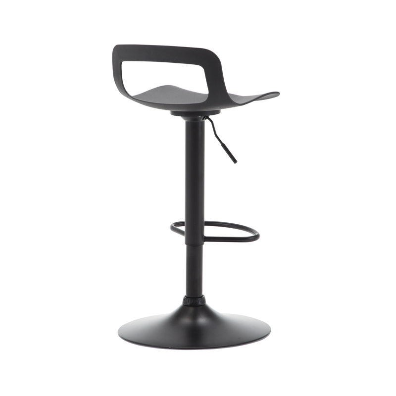 Vahig Swivel PP Adjustable Height Barstool with Metal Frame, Set of 4, Black Seat / Black Frame