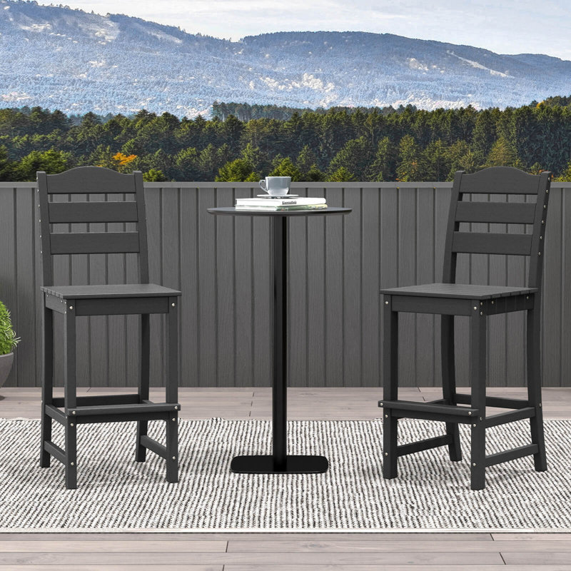 Tabouret de bar extérieur Hdpe, Noir