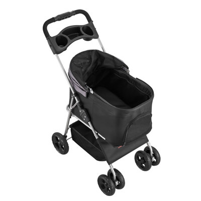 Pet Stroller Foldable 4 Wheels Dog Stroller Detachable Carrier up to 35lbs
