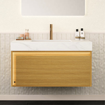 36'' Sintered Stone White Undermount Ceramic Basin, White, Marble - Style Countertop, Fire And , Standard Faucet Overflow Design With Appearance, High Temperature Resistance, Water Scratch Hole Setup