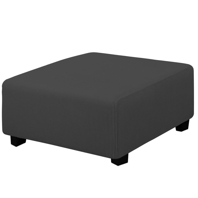 Stretch Square Ottoman Cover 40X40x15 Inch Folding Storage Stool Furniture Protector Soft Rectangle Slipcover With Elastic Bottom Dark Grey