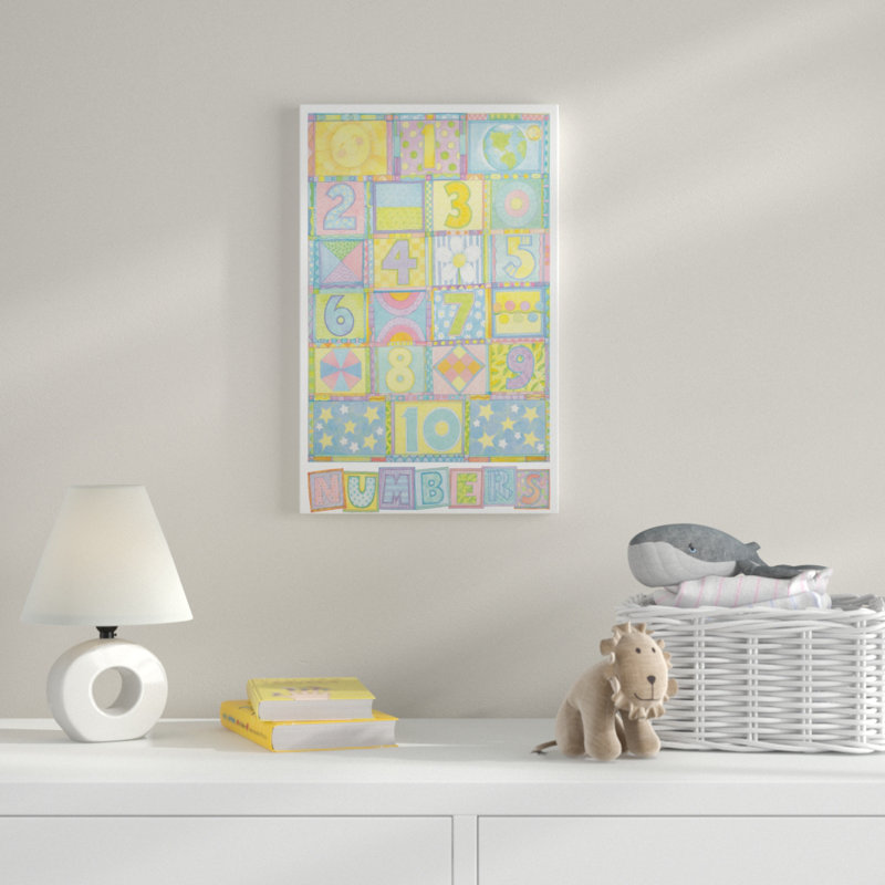 « chiffres pastel », art encadré, H 47 po x l 30 po x P 2 po