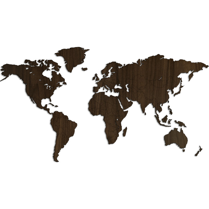 Mappa Del Mondo - NOCE Handmade Industrial Cities & Countries Wall Decor on Wood, Black