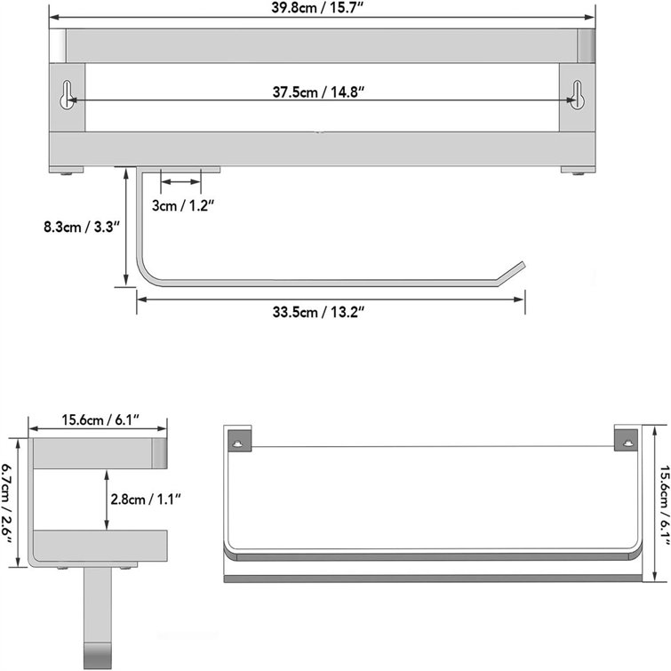 Yitahome 2 Piece Metal Floating Shelf 