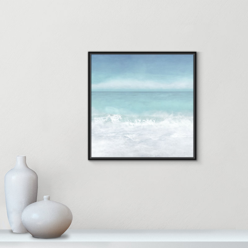 «Tranquil Ocean Waves Beach II» par Christine Zalewski, Toile avec cadre, 25.5'' W x 25.5'' H, Cadre flottant noir