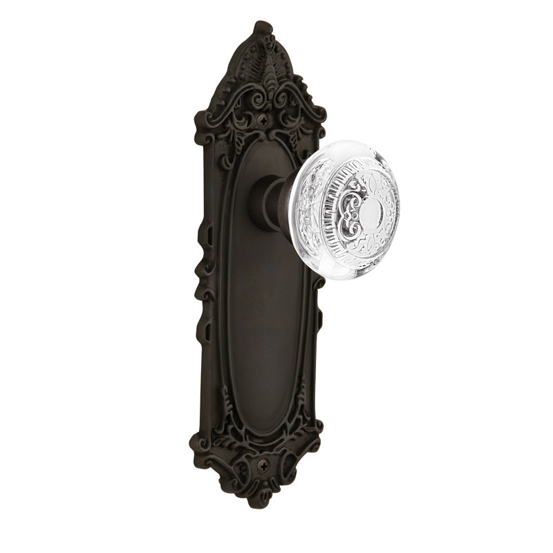 Plaque victorienne avec œuf en cristal et bouton de fléchettes, Bronze frotté à l'huile
