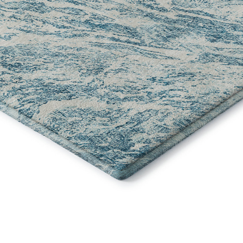 Premium Machine Washable Prisco Teal Rug, Rectangle 3' x 5'