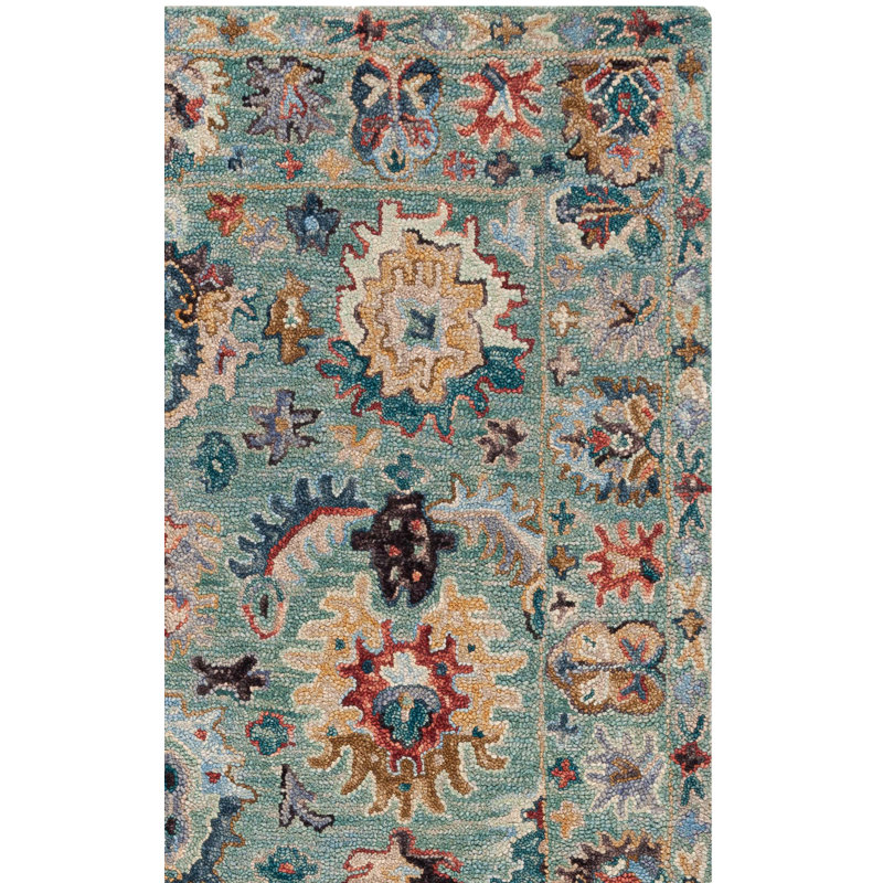 Tapis floral en laine / coton touffeté Shuo, Carré 6 pi