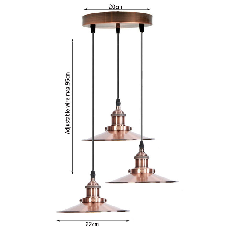 Idabel 3 - Light Cluster Pendant, Copper