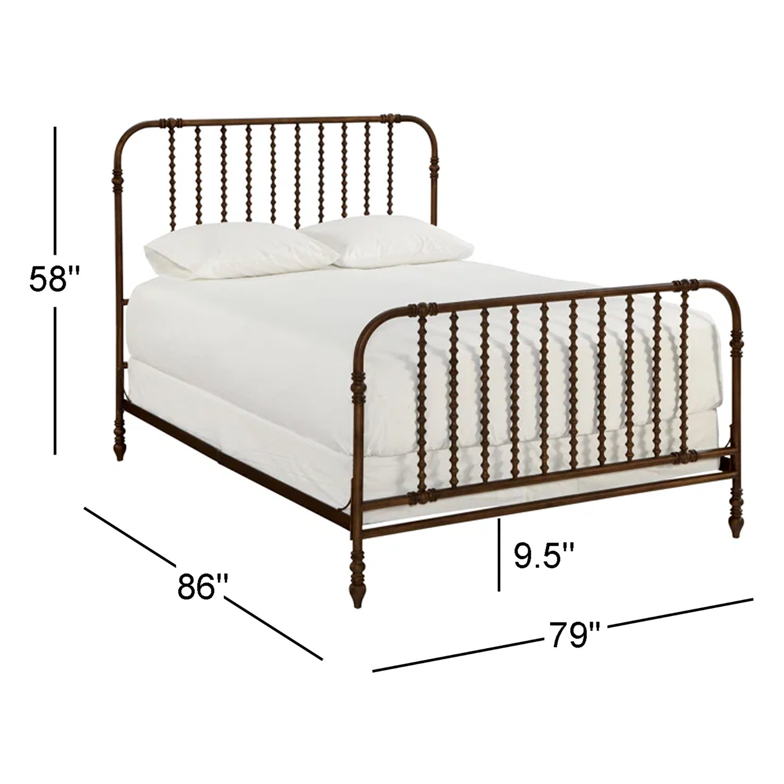 Earling Metal Spindle Bed, King