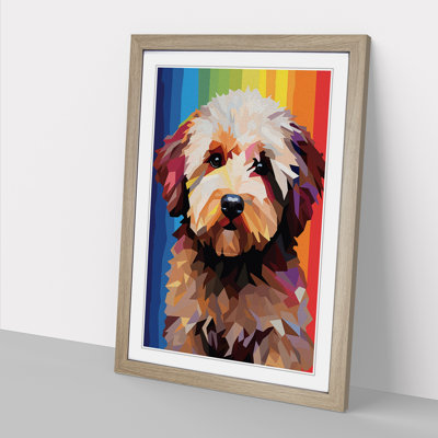 Labradoodle Minimalism No.3 - Single Picture Frame Print on Wood
