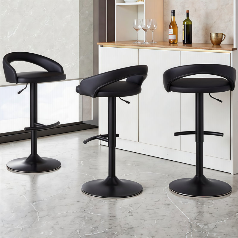 Tabourets de bar pivotants réglables avec repose-pieds - Ensemble de 2/3 pour les espaces modernes, Noir, 3, Noir