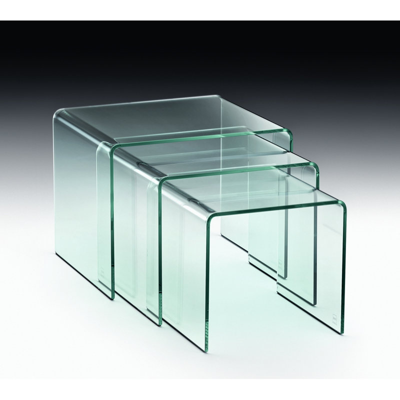 Semaj Glass Top Sled End Table, 39.5 cm