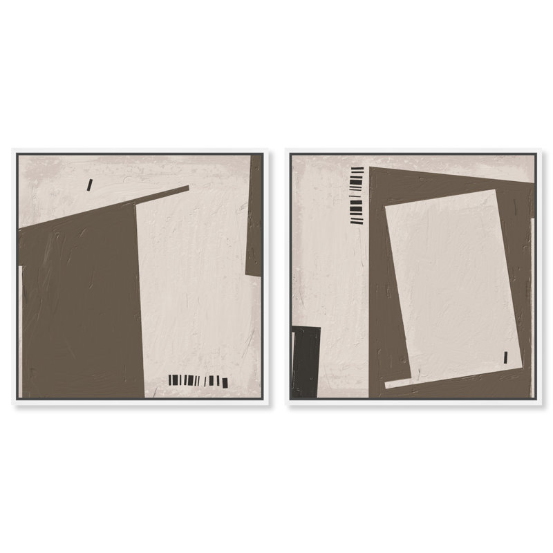 Structural Set Canvas Abstract Print by Oliver Gal, Black Frame, 12 x 12, 41"H x 41"W, White Floater Frame