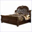 Ensemble de chambre à coucher très grand lit 5 pièces en bois d'acacia massif brun noyer foncé avec tête de lit capitonnée en marbre | Bois | Lits standard