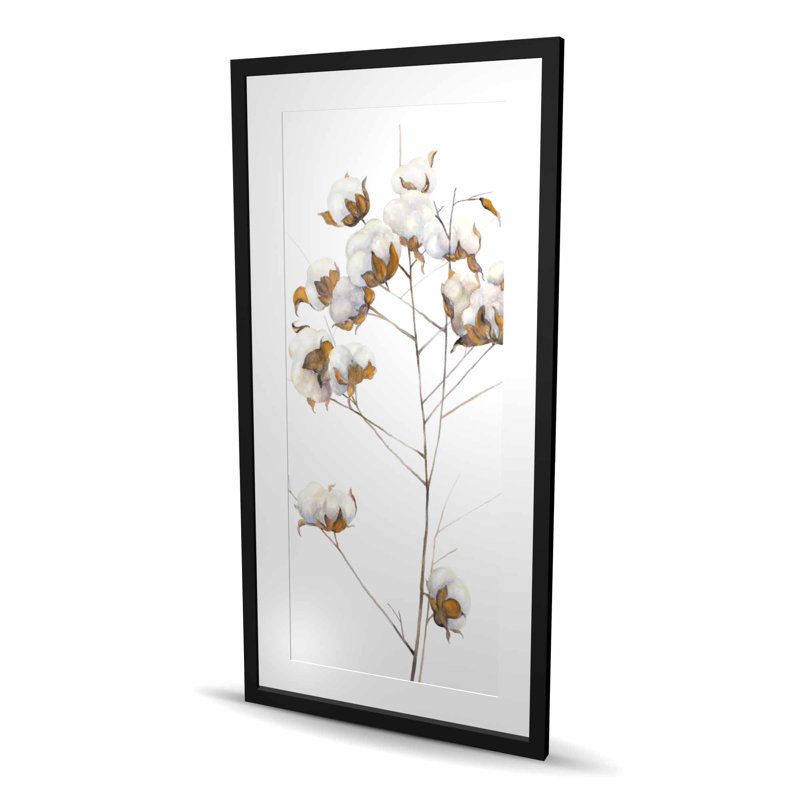 Imprimé de branches de coton | Décoration intérieure matte encadrée blanche
