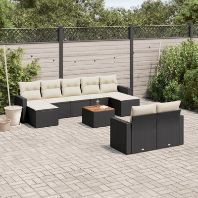Ensemble de canapé de jardin Vidaxl noir, blanc crème