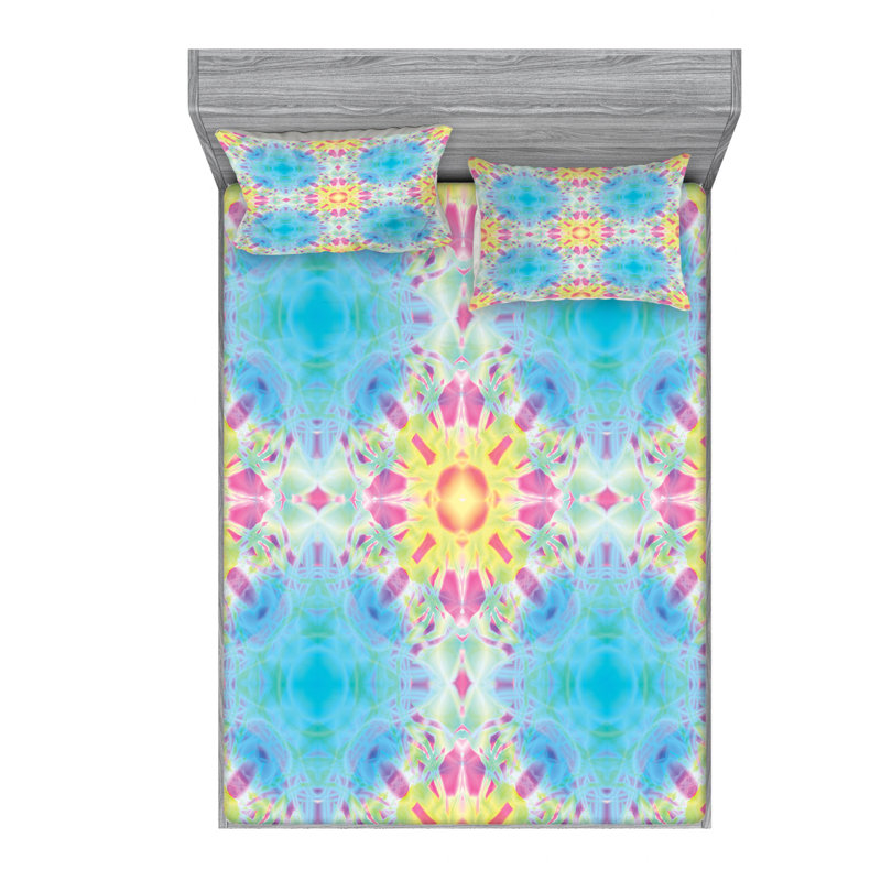 Microfiber Floral Sheet Set, Queen Sheet Set with Fitted Sheet
