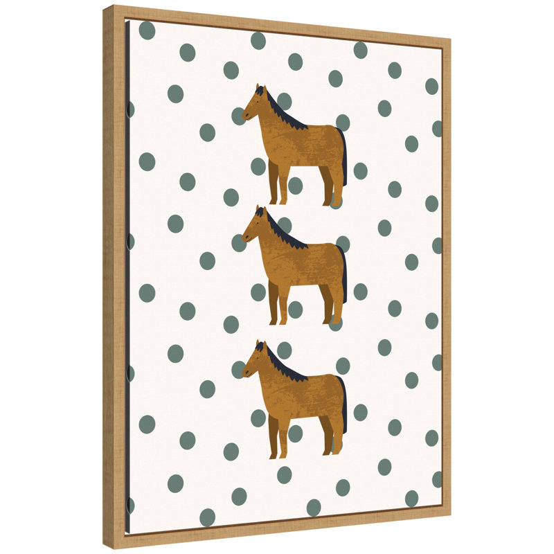"Chevaux avec fond à pois" par Laura Moss, reproduction d'art sur toile encadrée