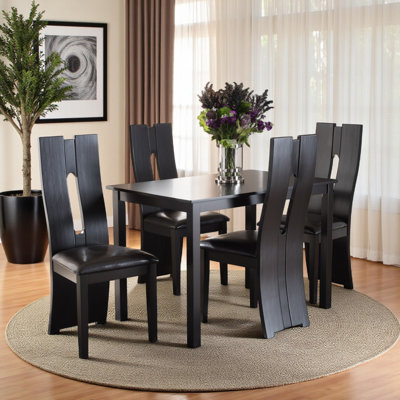 Clove 5-Piece Dining Set in Dark Brown Faux Leather