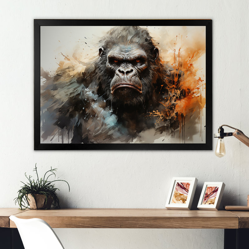 «Black Gorilla Goliath», reproduction d'art sur toile, Cadre simple noir, H 12 po x l 20 po x P 1 po