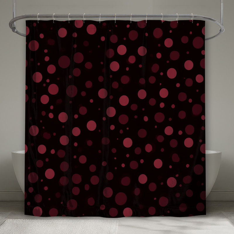 Rideau de douche Polka, H 84 po x l 70 po, Motif à pois noirs