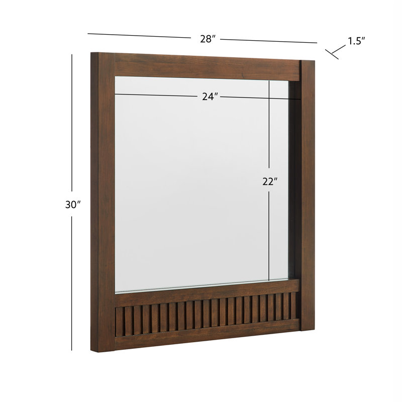 Through Lines Flat Wall Mirror, 30" x 28", Brown