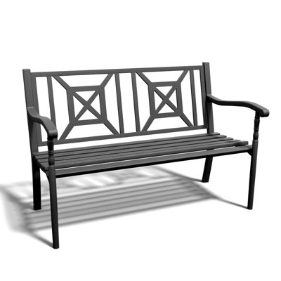 50.5'' L Outdoor Bench, Rustproof Metal Garden Bench with Ergonomic Backrest&Armrests