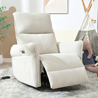 Fauteuil inclinable pivotant à 270° pour adultes, petit fauteuil inclinable électrique pour petits espaces, canapé inclinable une place pour salon, chambre, VR (tissu gris + pivotement à 270°)