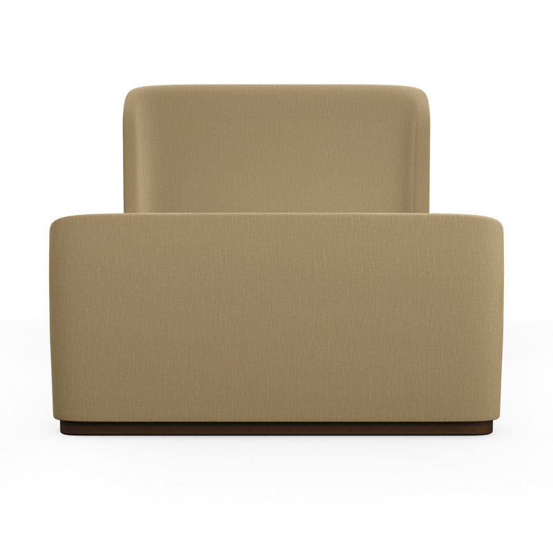 Barrow Upholstered Wingback Bed, Box Weave Linen Marzipan, King, Weathered
