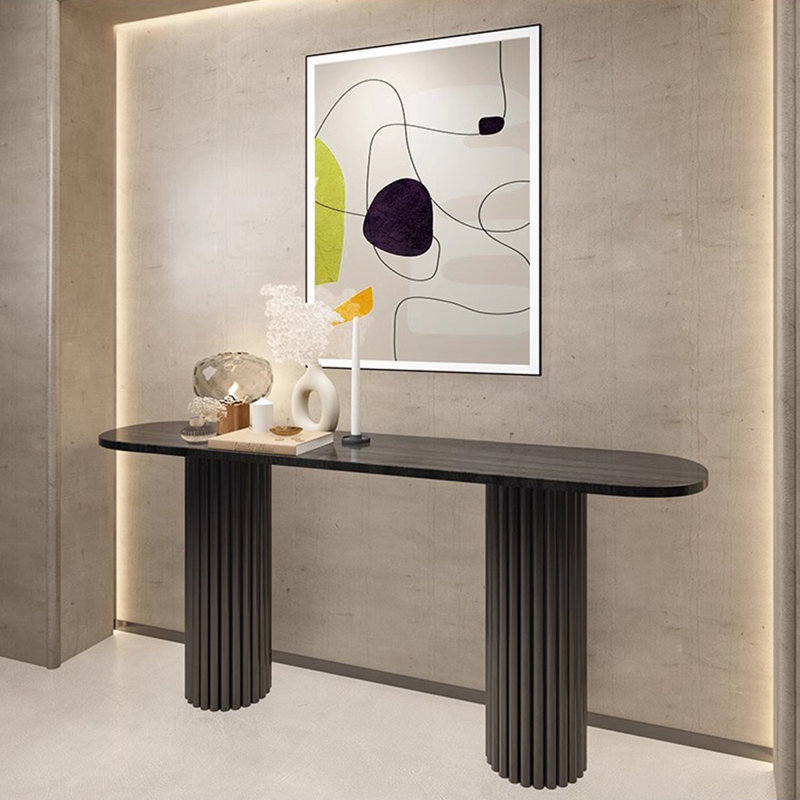 Table de véranda en bois massif de style français., Noir, H 31,5 po x l 62,9 po x P 13,7 po