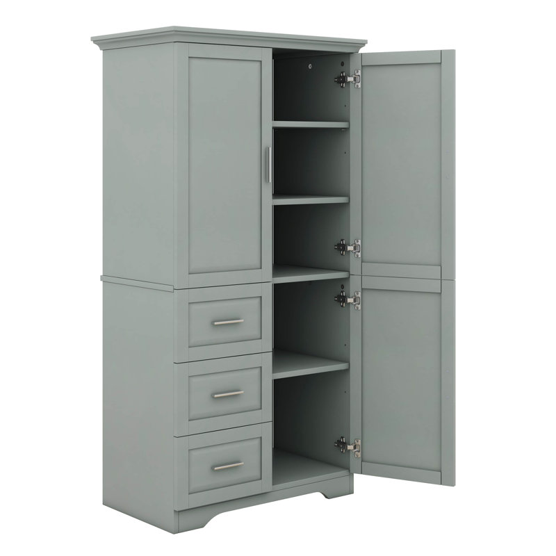 Tall Storage Cabinet, Freestanding Pantry With 3 Doors, Adjustable Shelves And 3 Storage Drawers For Kitchen/Bathroom/Office