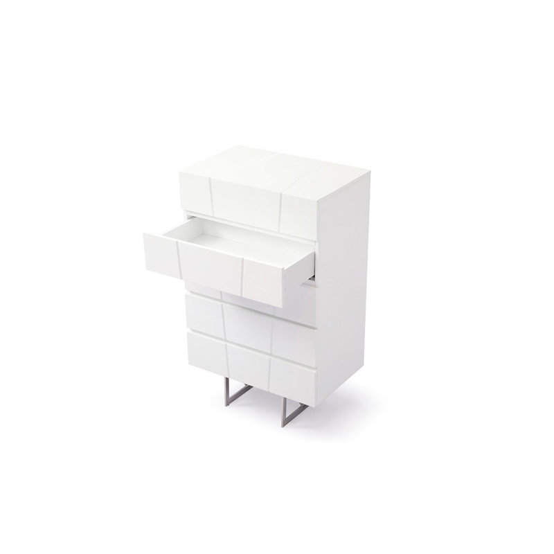 Clintock Modern 5 Drawer Chest, White