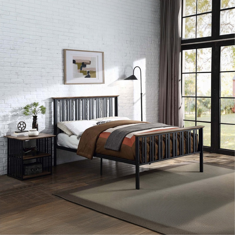 22'' W Metal,Solid + Manufactured Wood Nightstand