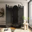 3 Panels Black Solid Wood Folding Room Divider-639666153
