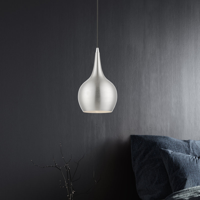 Tanna 1-Light Hardwired Steel Pendant, Brushed Nickel, Brushed Nickel