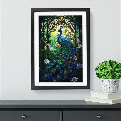 Peacock Nouveau 1 Piece Single Picture Frame Wall Art