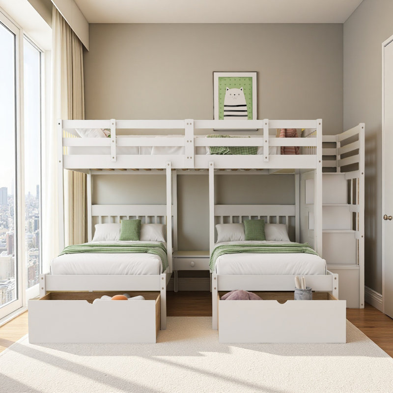 Full Over Twin & Twin Bunk Bed, White