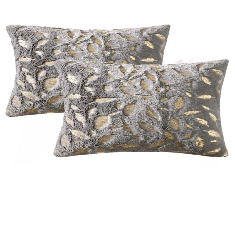 Faux Fur Reversible Pillow Cover, Gray