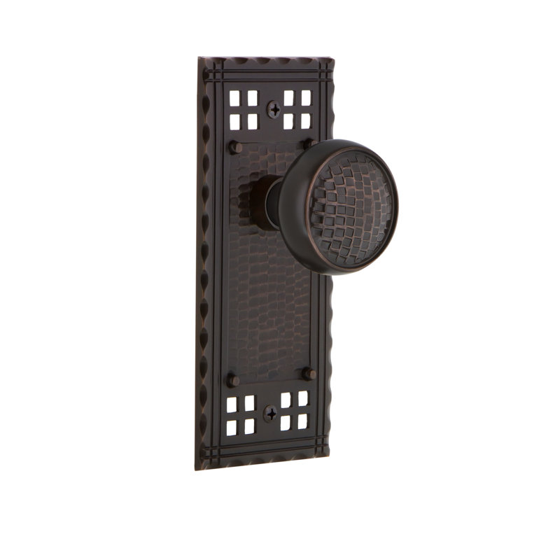 Craftsman Plate with Craftsman Door Knob, Timeless Bronze, 2.375