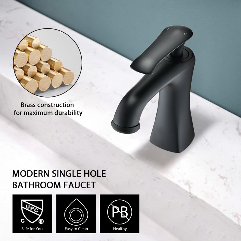 Robinet de salle de bain à un trou, Matte Black