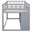Lit mezzanine simple gris avec bureau roulant - Étagère et tiroir-1627903746