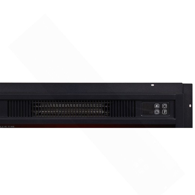 Foyer électrique encastrable 1400W 120V, équipé d'une télécommande, d'un radiateur ultra-mince avec ensemble de bûches et flamme réaliste - NOIR
