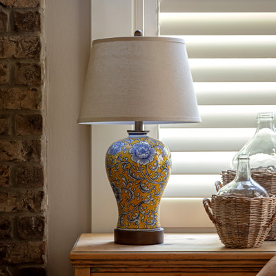 Porcelain Table Lamp With Linen Shade