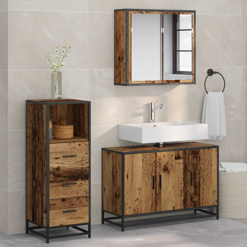 Bathroom Furniture Suite, Dark Wood